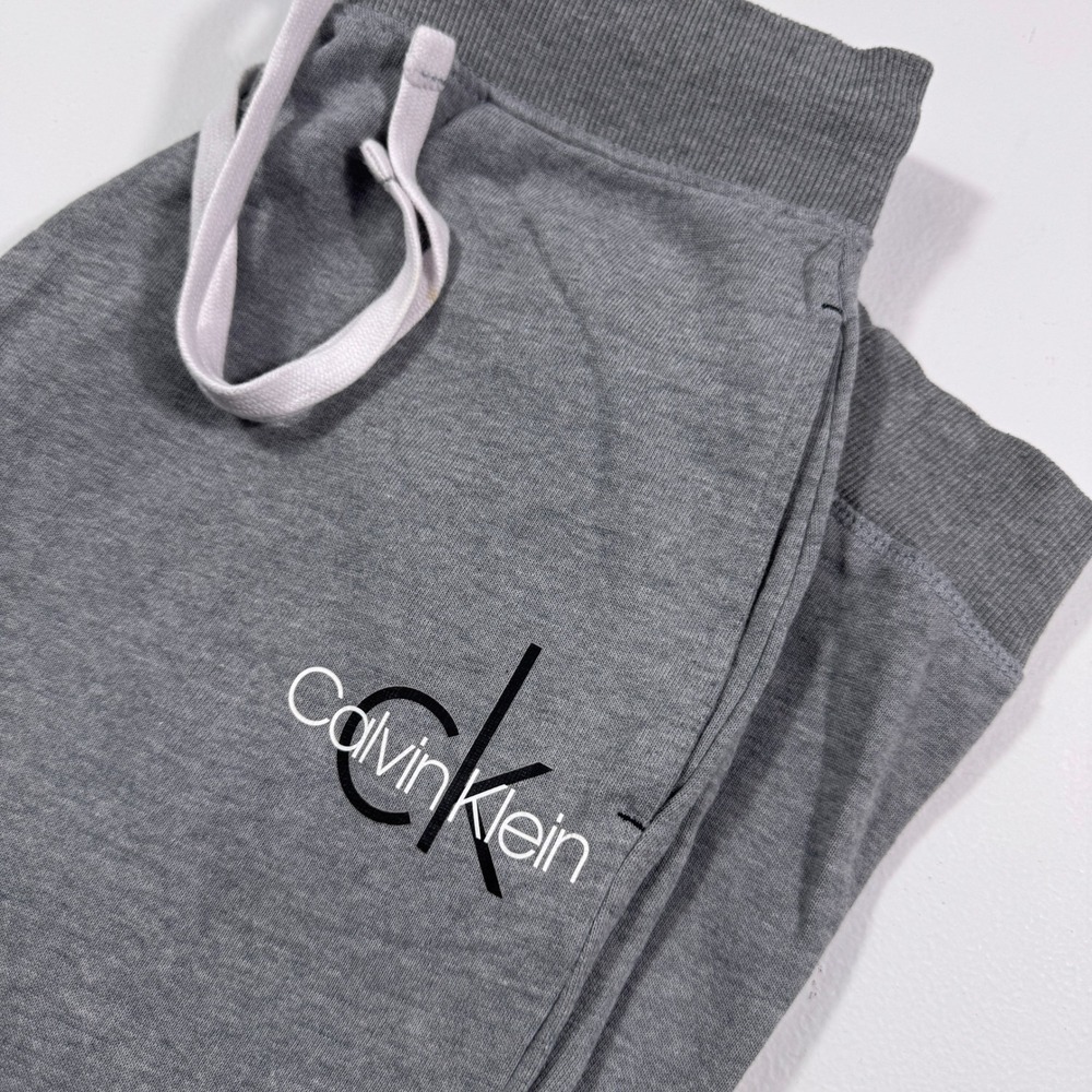 Calvin Klein Women Jogger Lounge Pants Heather Gray Logo Sleepwear Small‎